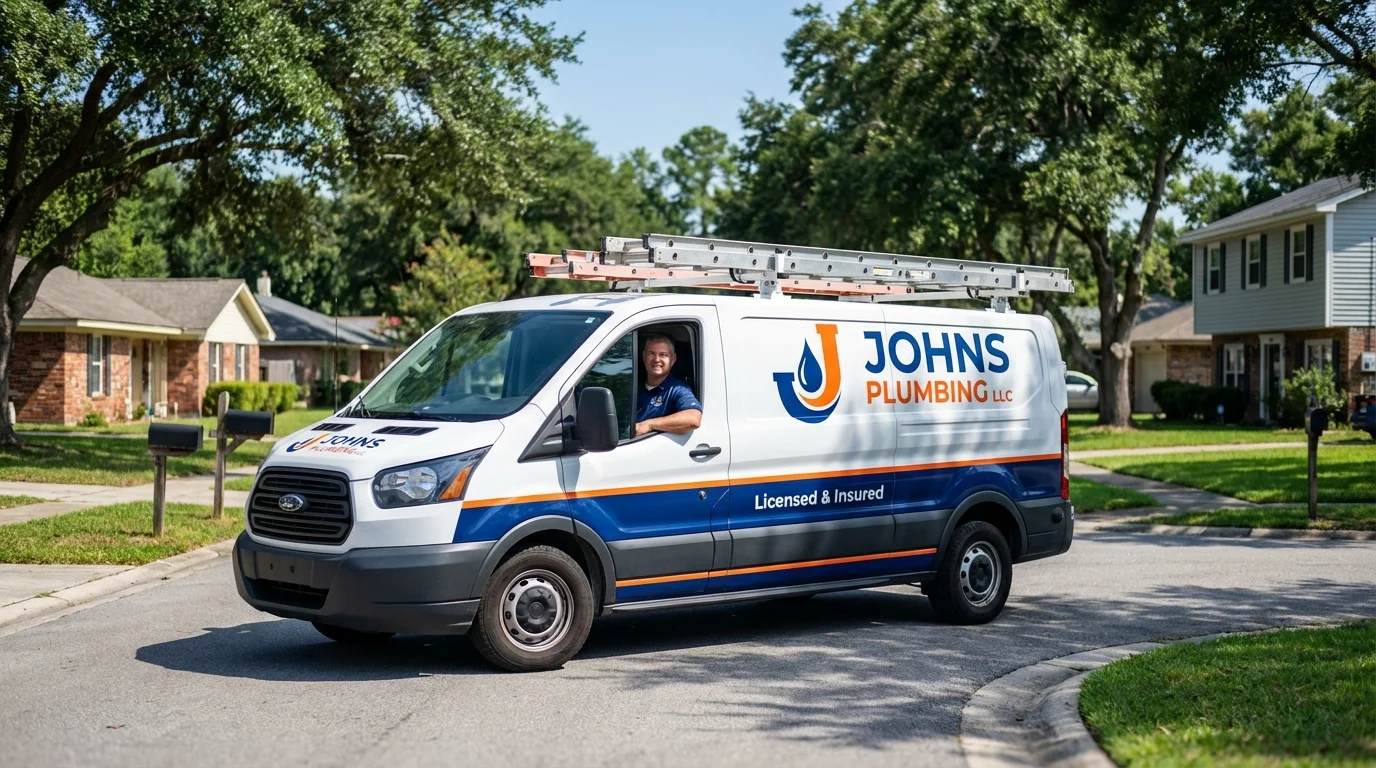 Johns Plumbing LLC service van in North Beach, MD