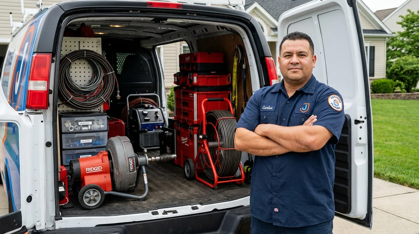 Professional drain cleaning equipment and Johns Plumbing LLC plumber in North Beach