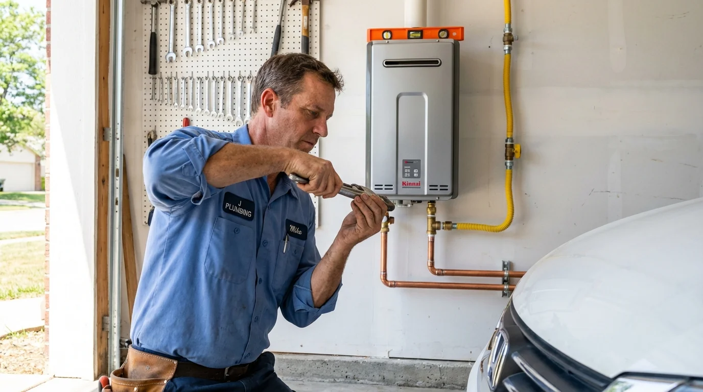 Tankless water heater installation by a Johns Plumbing LLC plumber in North Beach